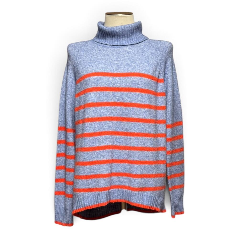 J.Crew Wool Alpaca Turtleneck Sweater Blue Orange XL
